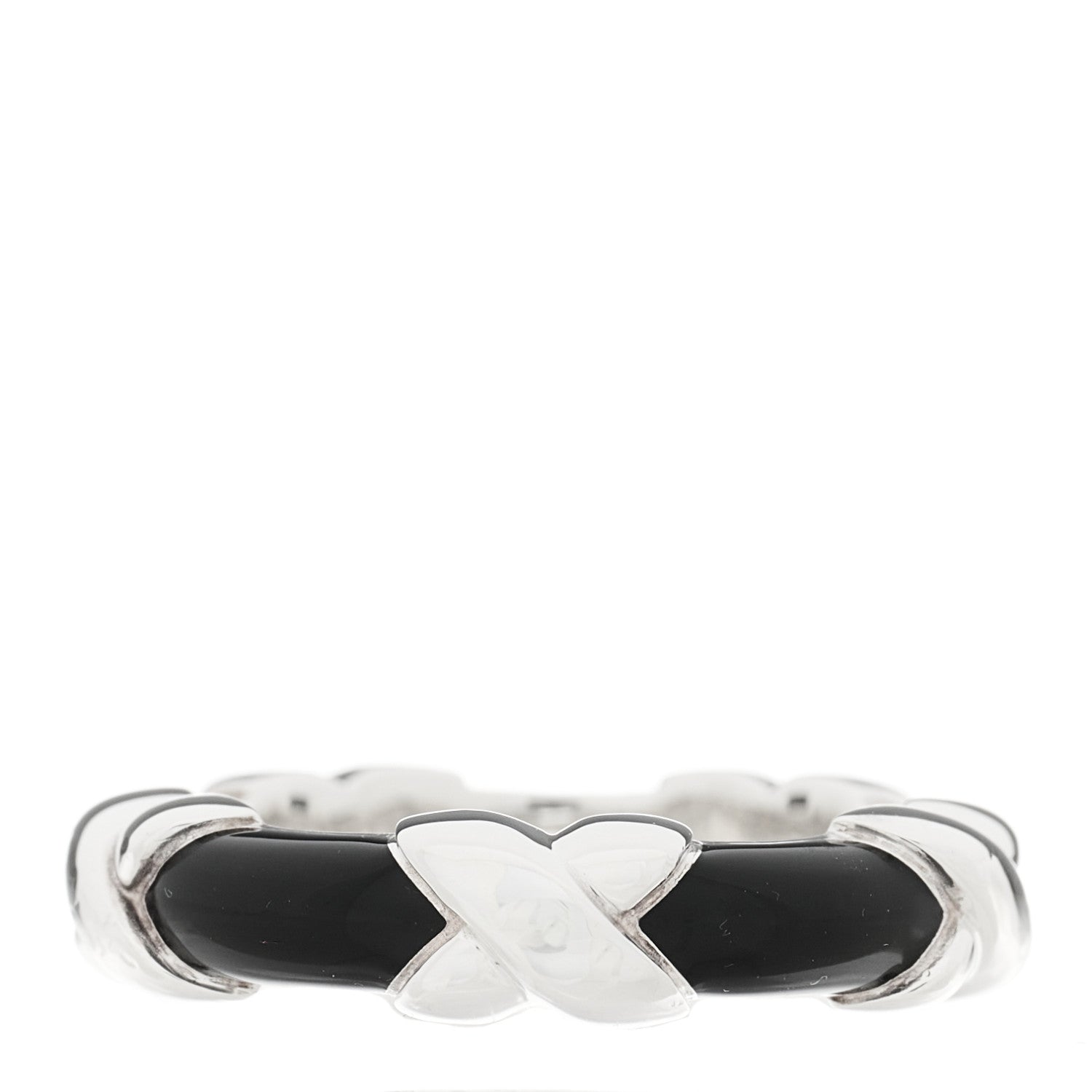Tiffany Sterling Silver Enamel Signature X Ring 49 5 Black 1 of 5