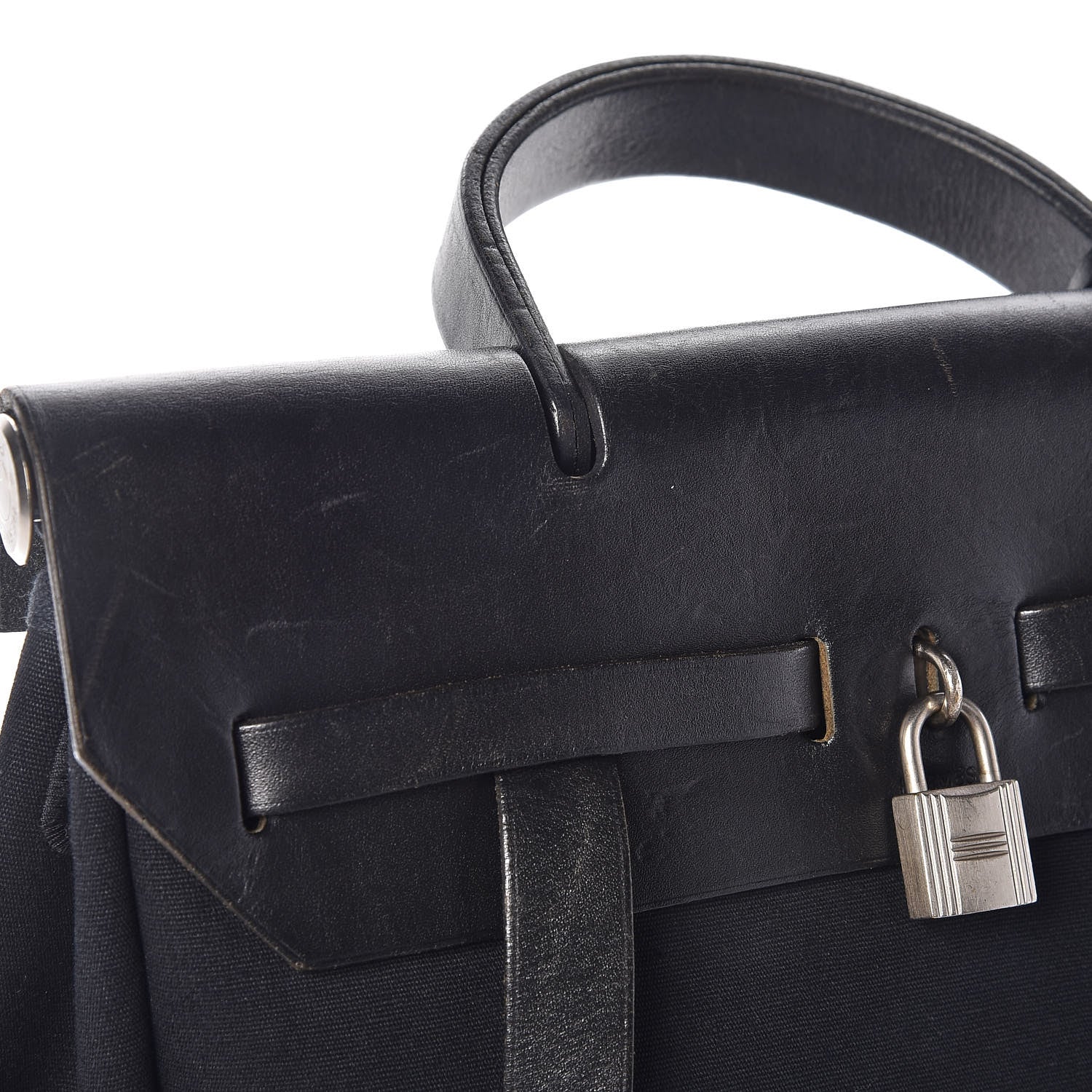 Hermes Toile Vache Calfskin Herbag 30 PM Backpack Black 13 of 15