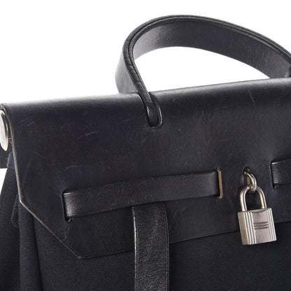 Hermes Toile Vache Calfskin Herbag 30 PM Backpack Black 13 of 15