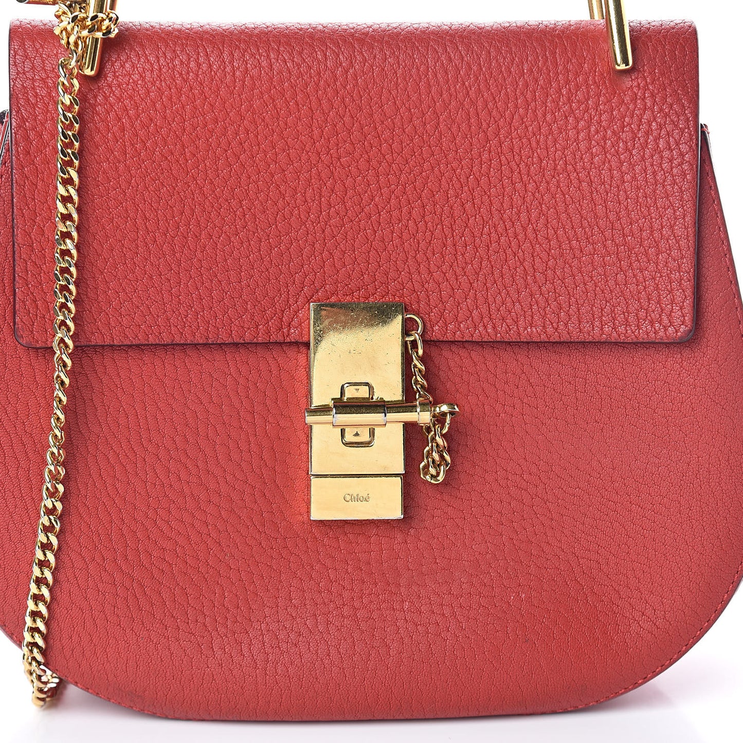 Grained Lambskin Drew Shoulder Bag Plaid Red