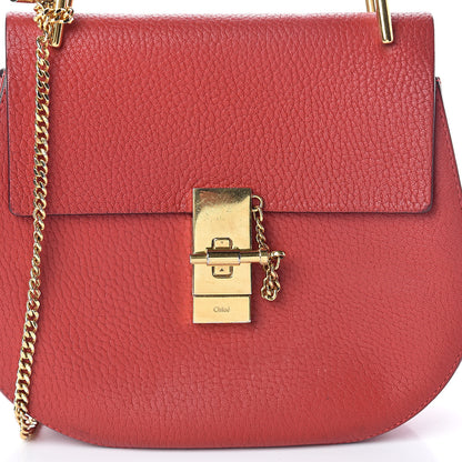Chloe Grained Lambskin Drew Shoulder Bag Plaid Red 7 of 9