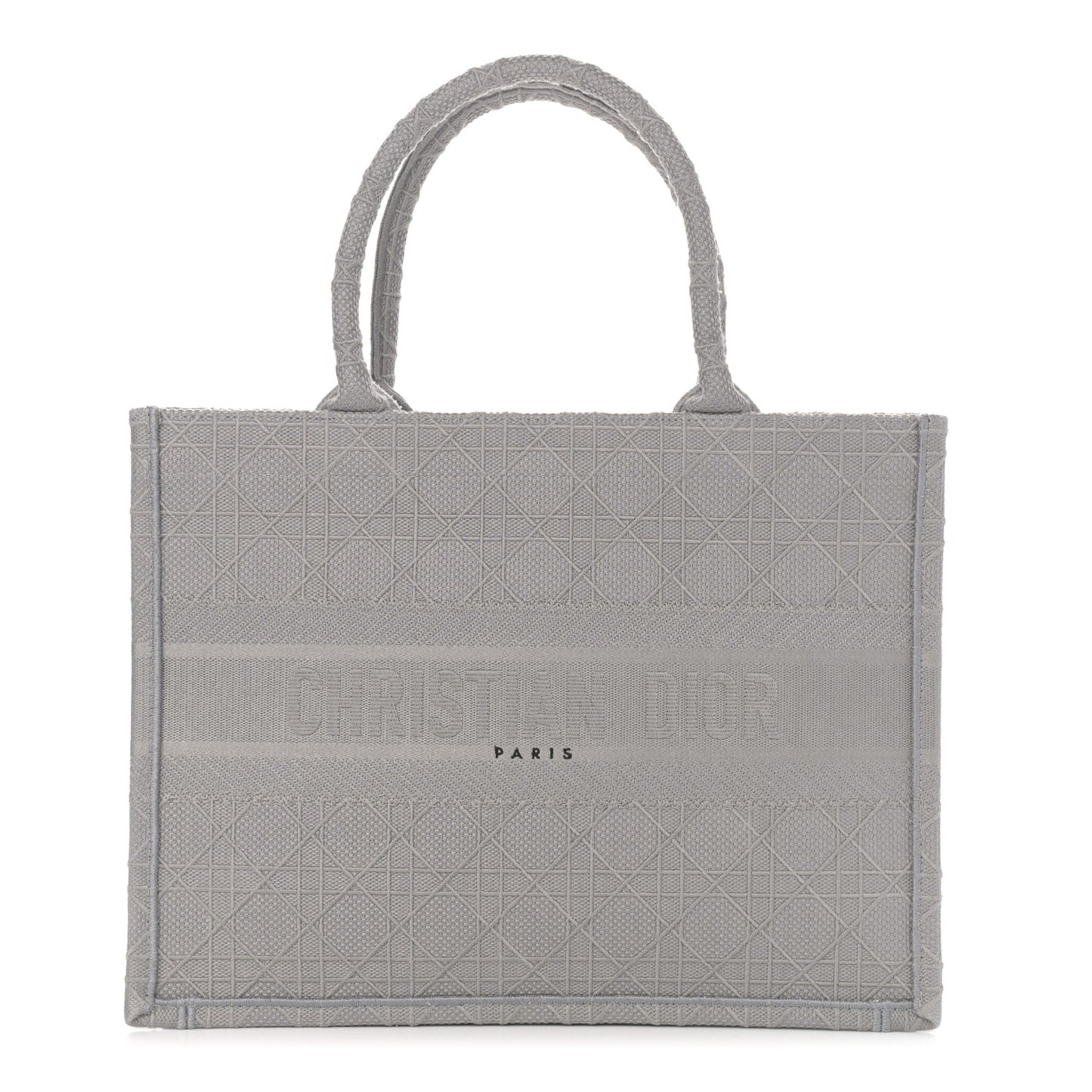 Canvas Embroidered Cannage Medium Book Tote Stone