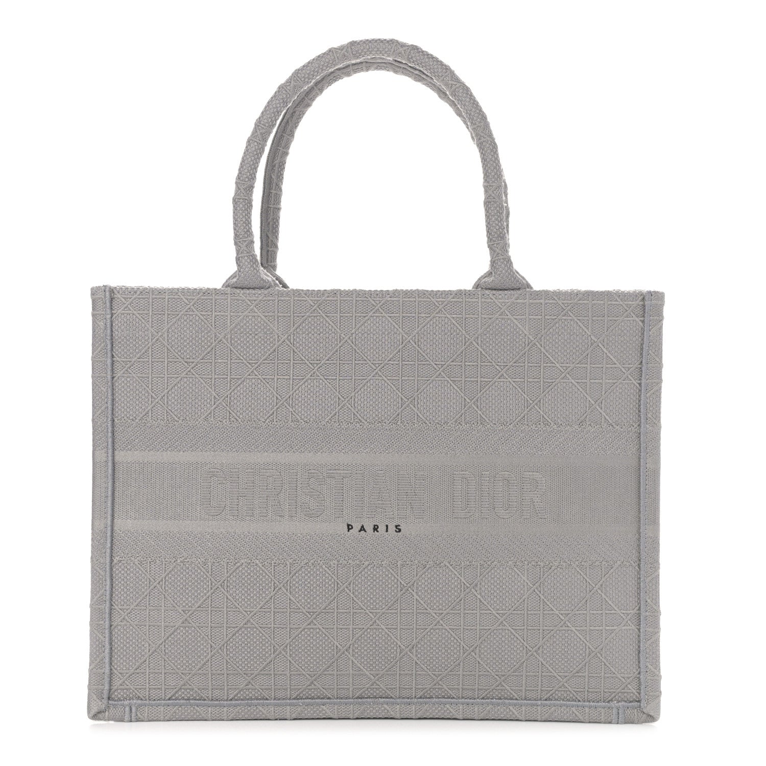 Christian Dior Canvas Embroidered Cannage Medium Book Tote Stone 1 of 10