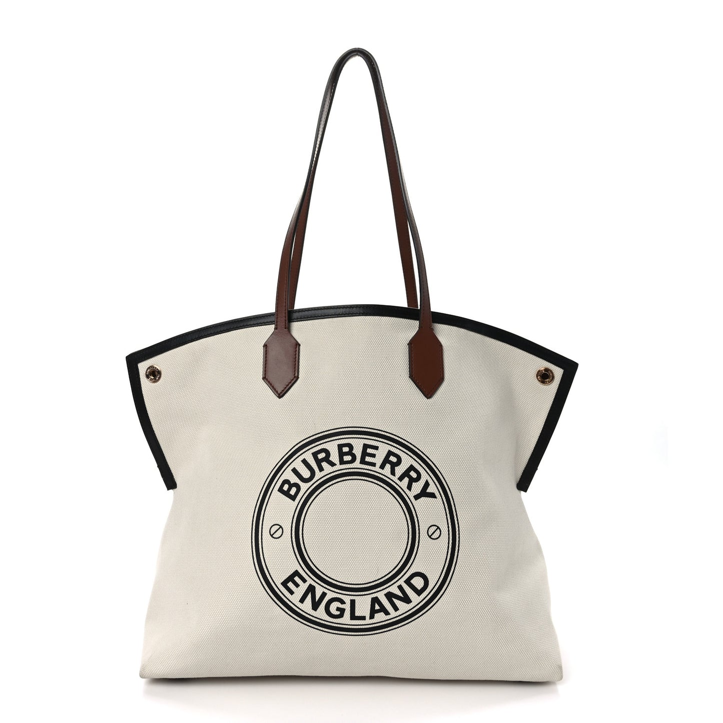 Cotton Canvas Calfskin Large Society Tote Bag Natural