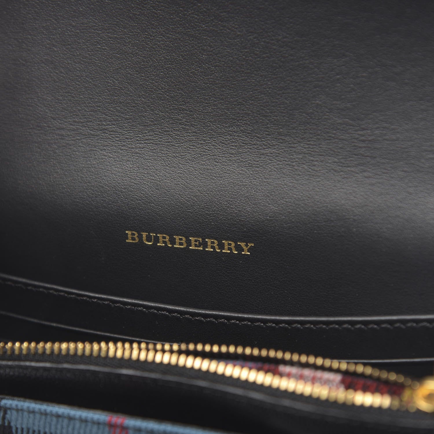Burberry Canvas Tartan Mix Hampshire Wallet on Chain Yellow Multicolor 6 of 9