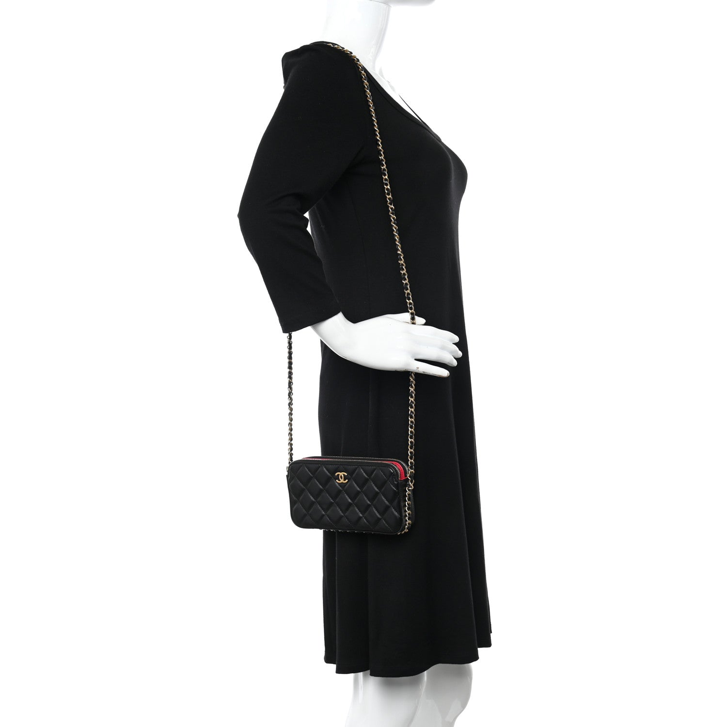 Chanel Lambskin Quilted Small Clutch With Chain Black 2 of 16