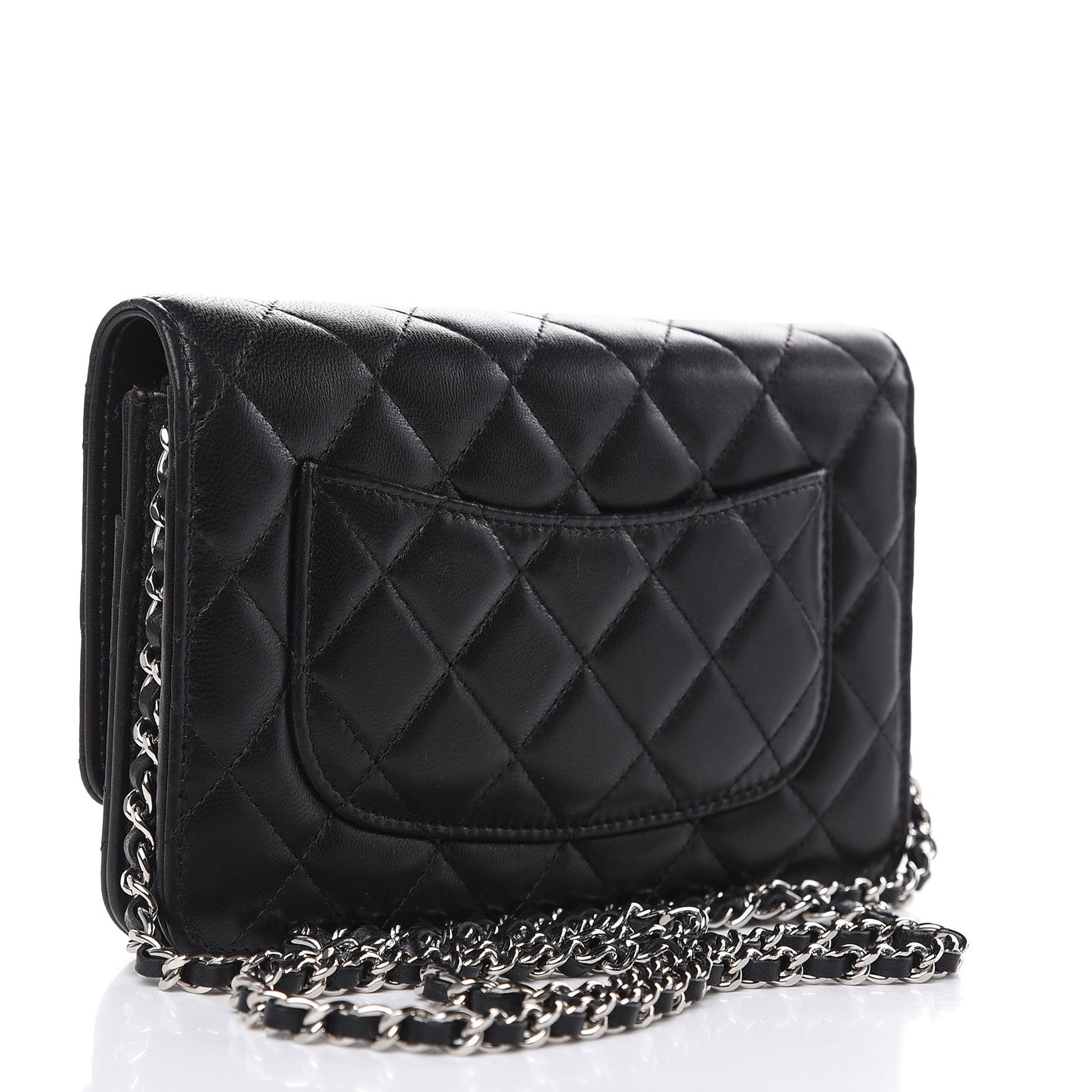 Lambskin Quilted Wallet On Chain WOC Black