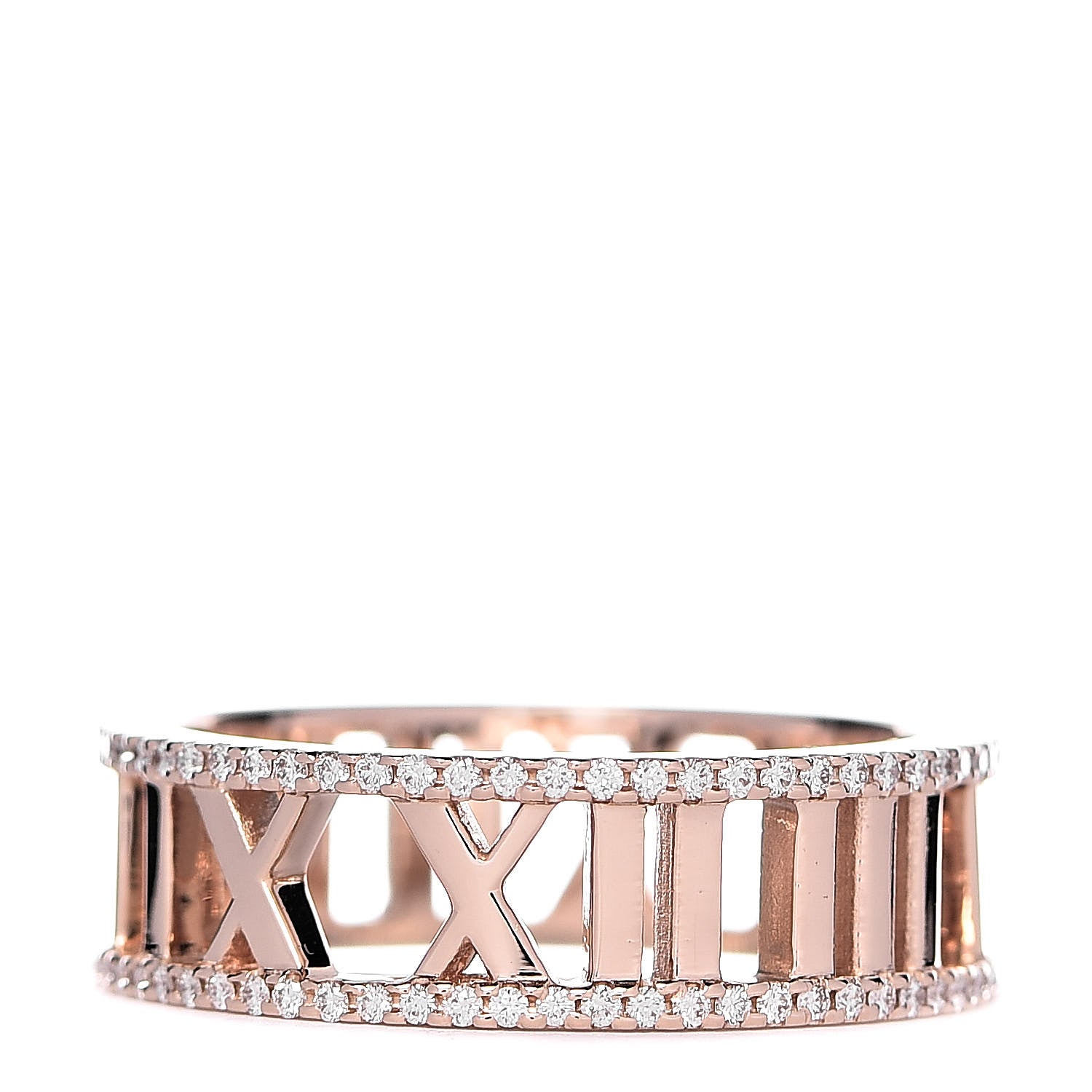 Tiffany 18K Rose Gold Diamond Atlas Open Pave Ring 58 8.5 3 of 5