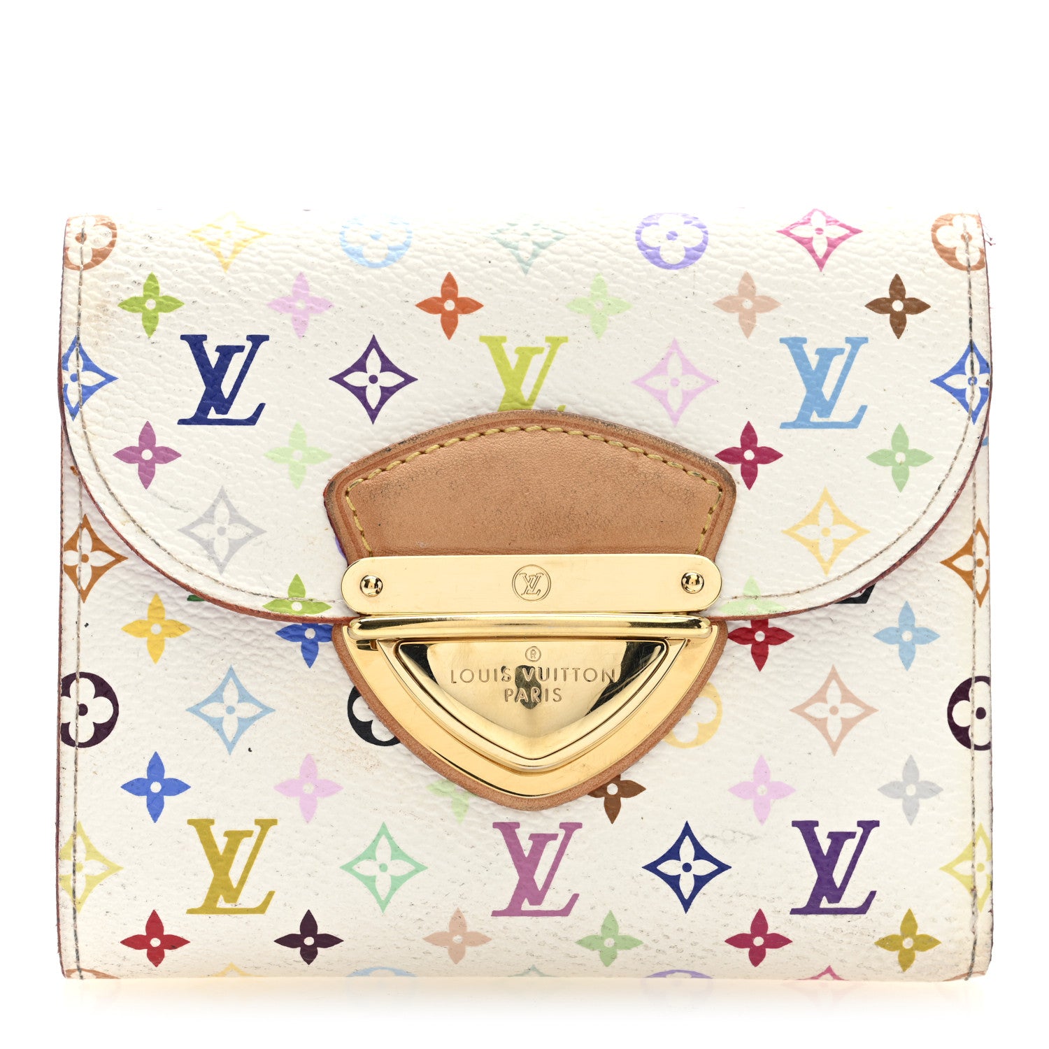 Louis Vuitton Monogram Multicolor Joey Wallet White Litchi 1 of 6