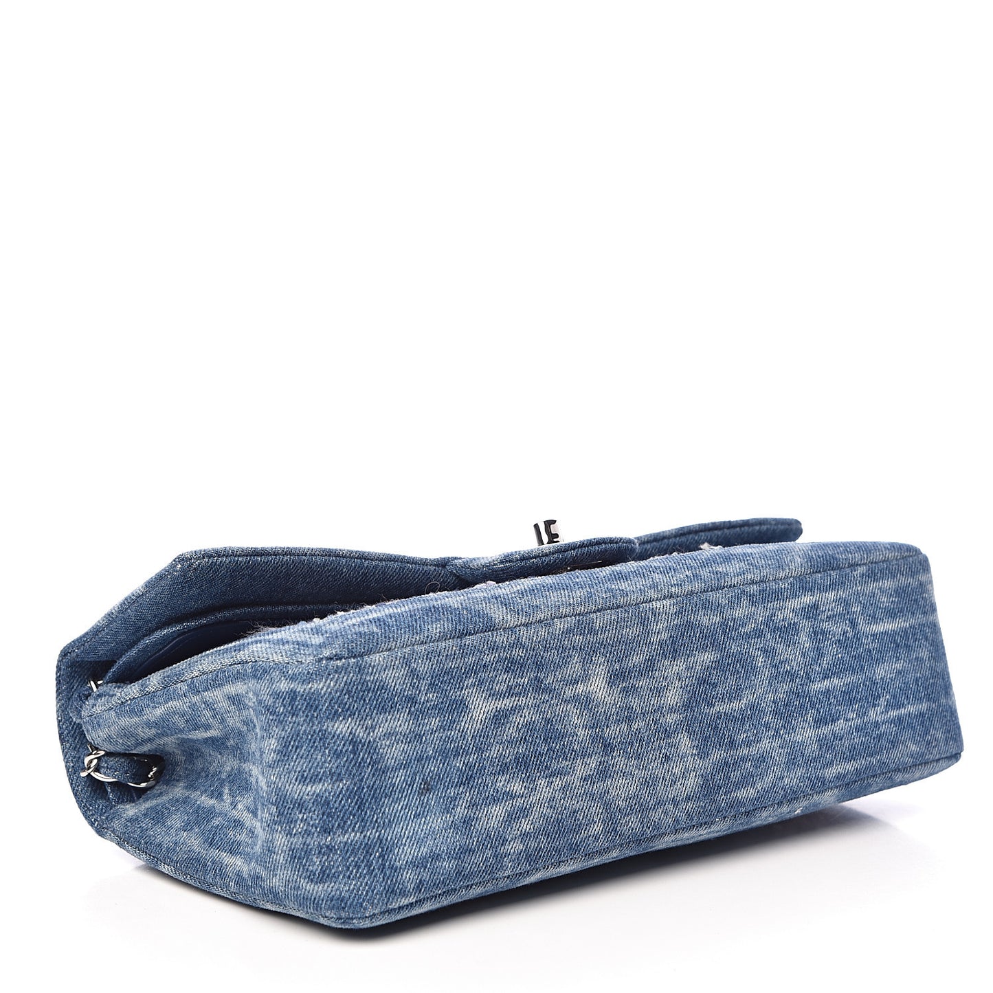 Denim Tweed Quilted Medium Double Flap Blue