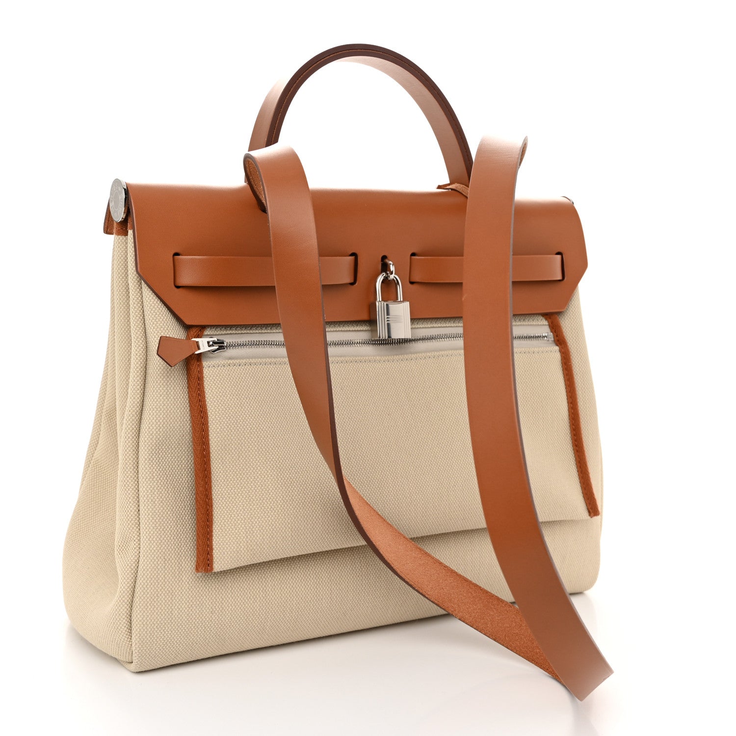 Hermes Vache Hunter Toile Herbag Zip 31 PM Trench Gold 4 of 12