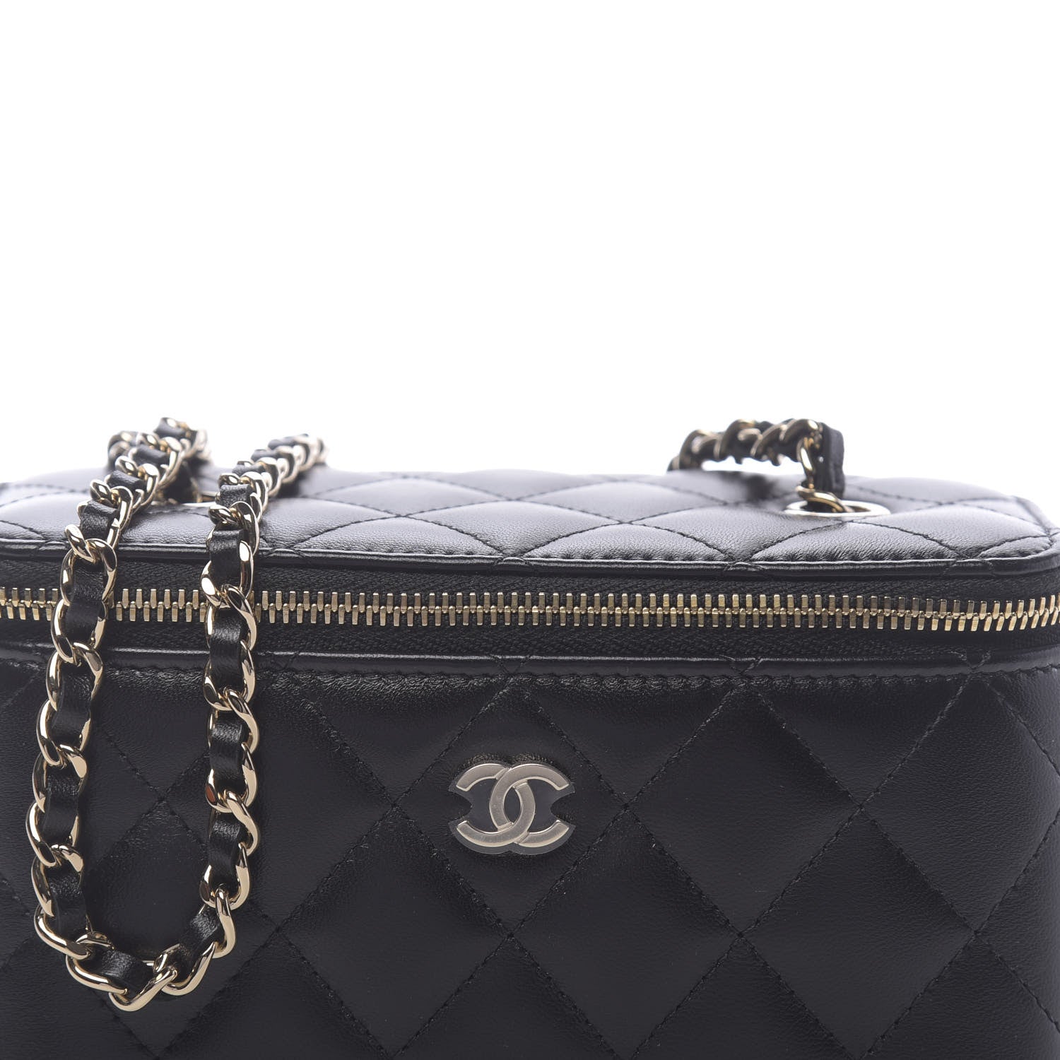Chanel Lambskin Quilted Small Vanity Case With Chain Black 10 of 11