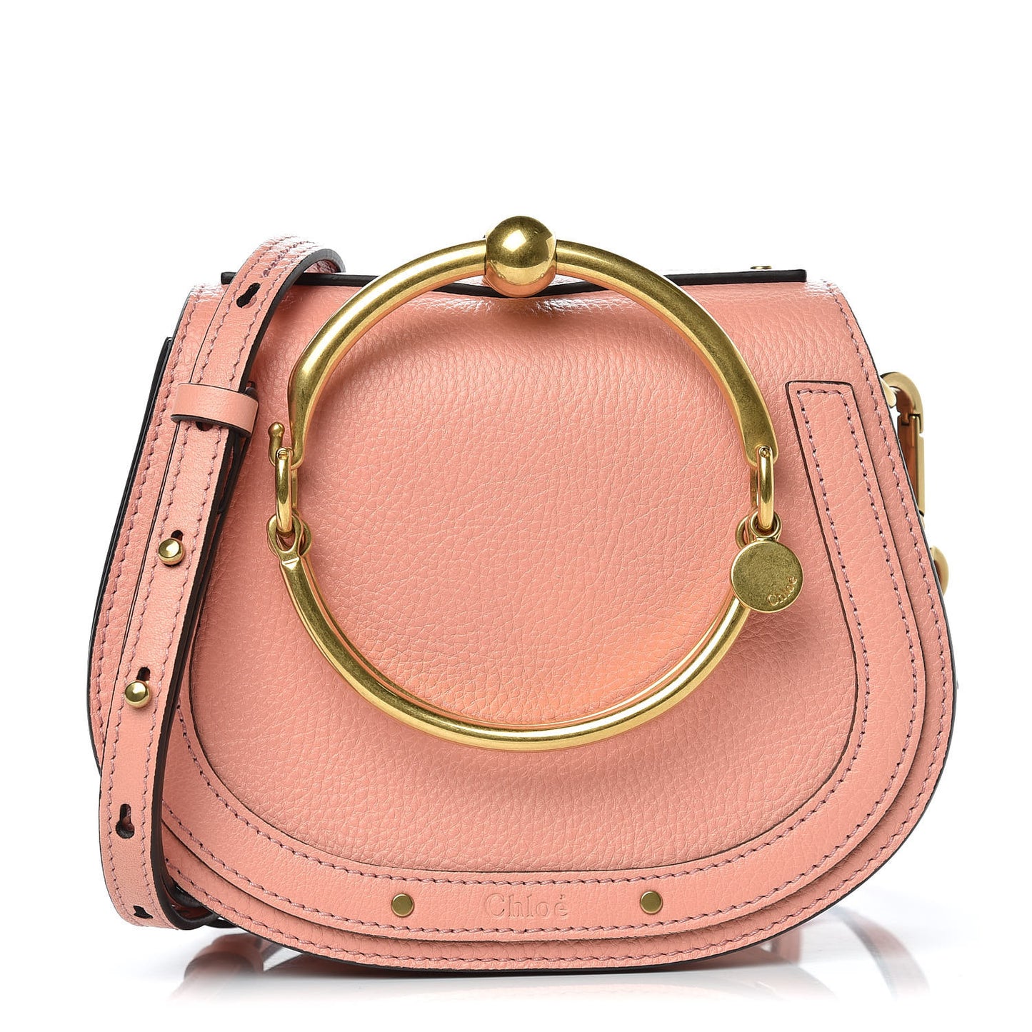 Calfskin Suede Small Nile Bracelet Bag Ideal Blush
