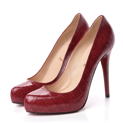 Christian Louboutin Calfskin Crocodile Embossed Rolando 120 Pumps 41 Red 3 of 8