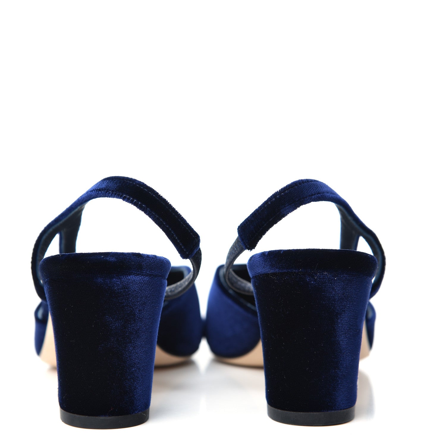 Chanel Velvet Grosgrain Cap Toe CC Slingback Pumps 35.5 Blue Black 7 of 11