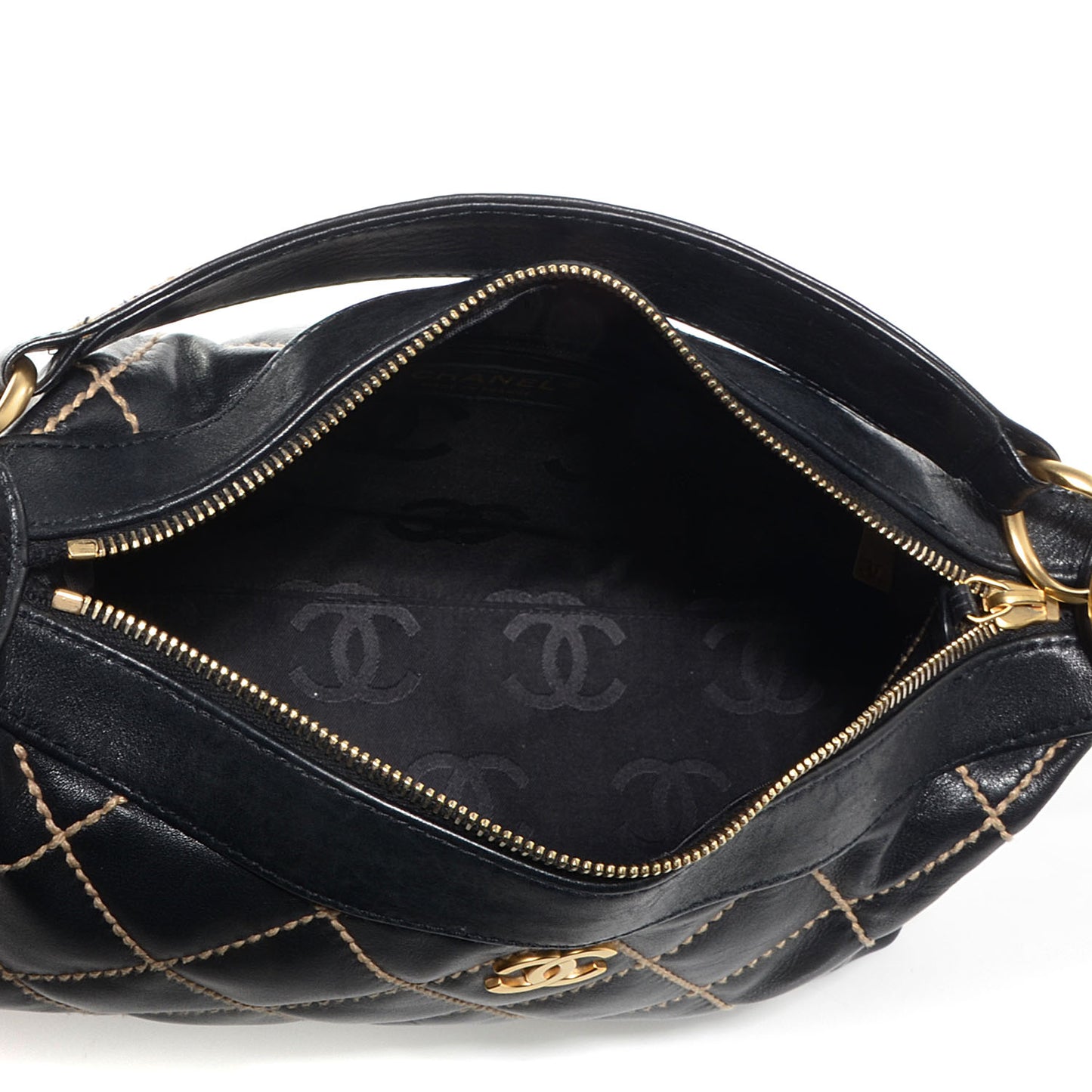 Calfskin Wild Stitch Hobo Black