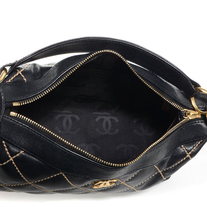 Chanel Calfskin Wild Stitch Hobo Black 5 of 9