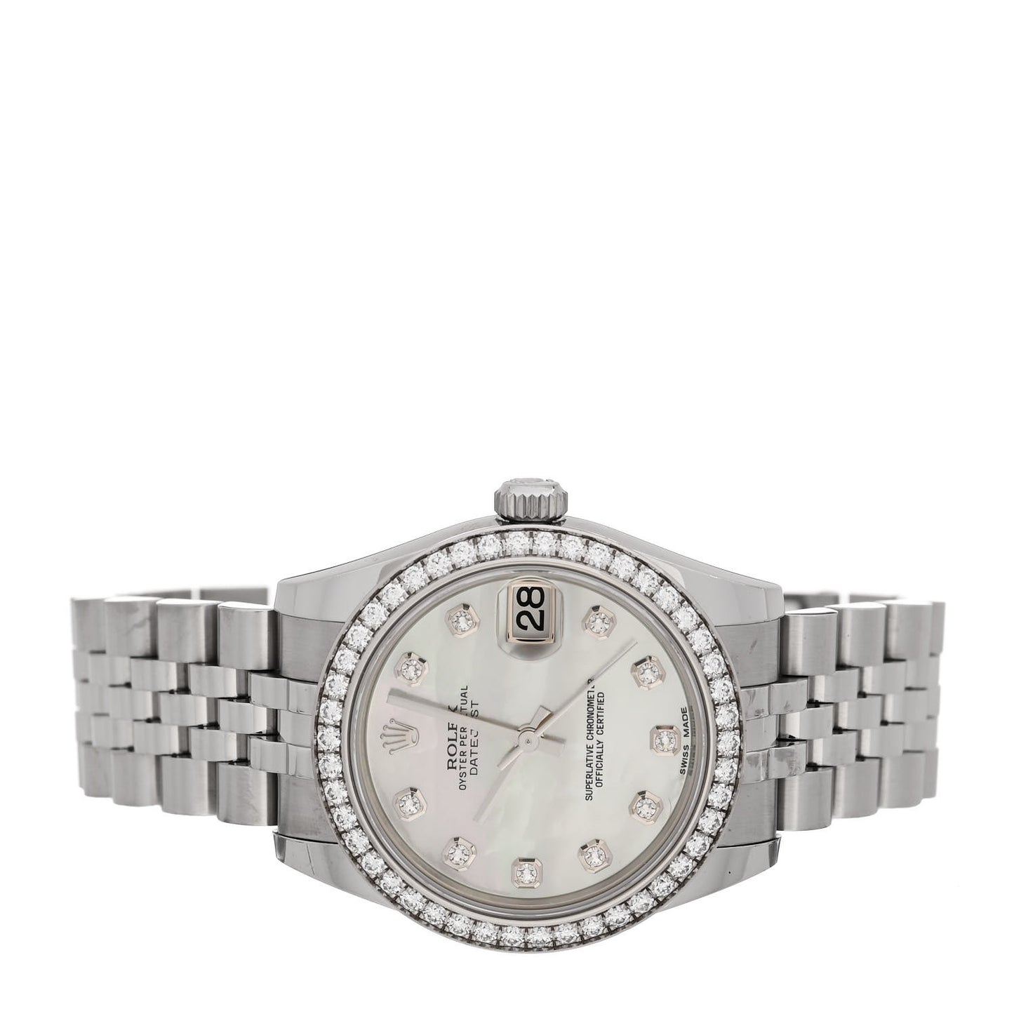 Stainless Steel 18K White Gold Diamond Mother of Pearl 31mm Oyster Perpetual Datejust Watch 178384