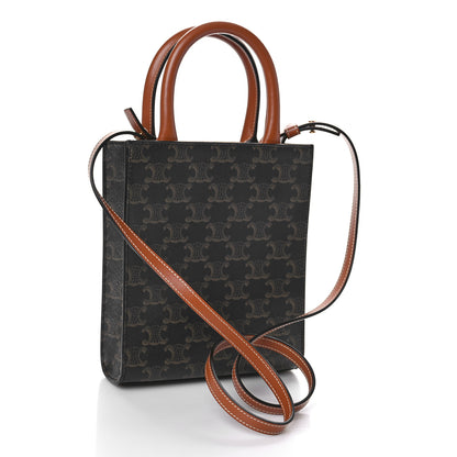 Celine Triomphe Canvas Calfskin Mini Vertical Cabas Tan 3 of 8