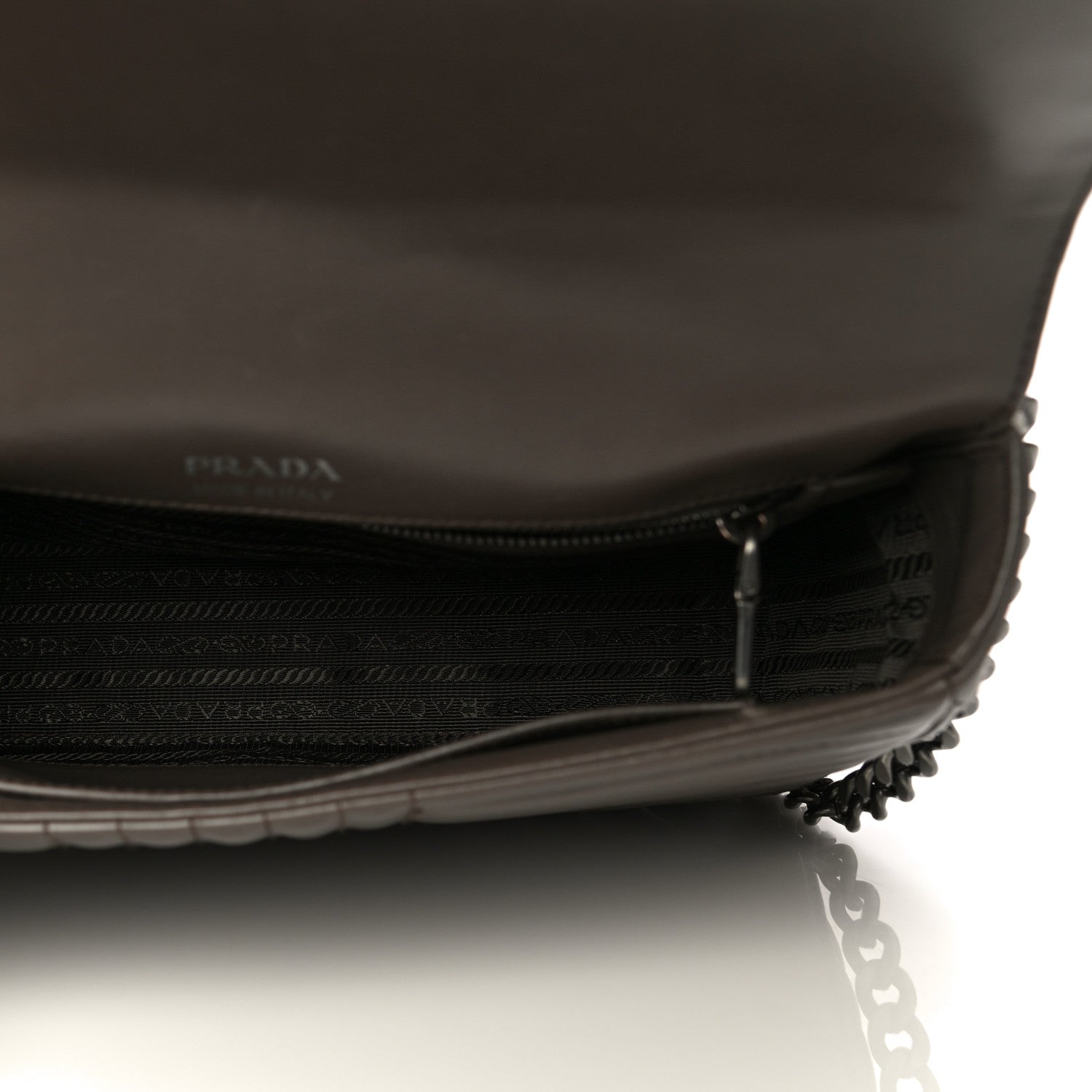 Prada Soft Calfskin Impunture Diagramme Large Chain Flap Shoulder Bag Bambu 4 of 19