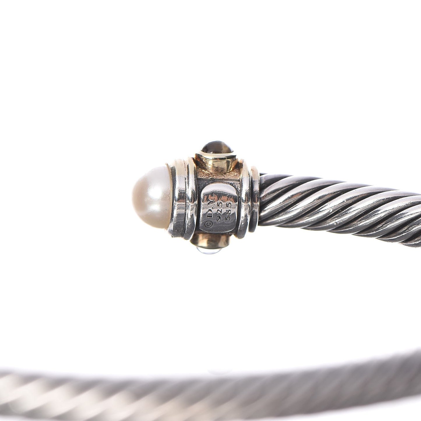 Sterling Silver 14K Gold Pearl 5mm Cable Renaissance Bracelet