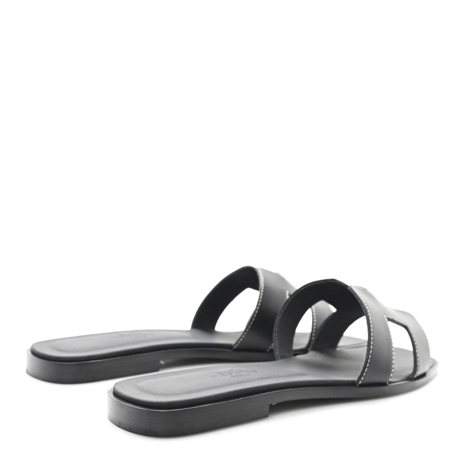 Hermes Box Calfskin Oran Sandals 37.5 Black 5 of 10