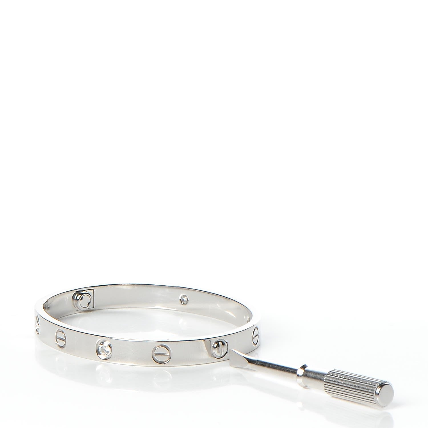 Cartier 18K White Gold 4 Diamond LOVE Bracelet 16 4 of 10