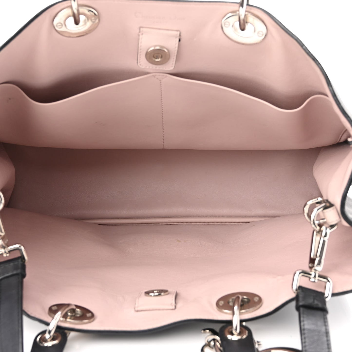 Smooth Calfskin Large Diorissimo Tote Black Rose Poudre