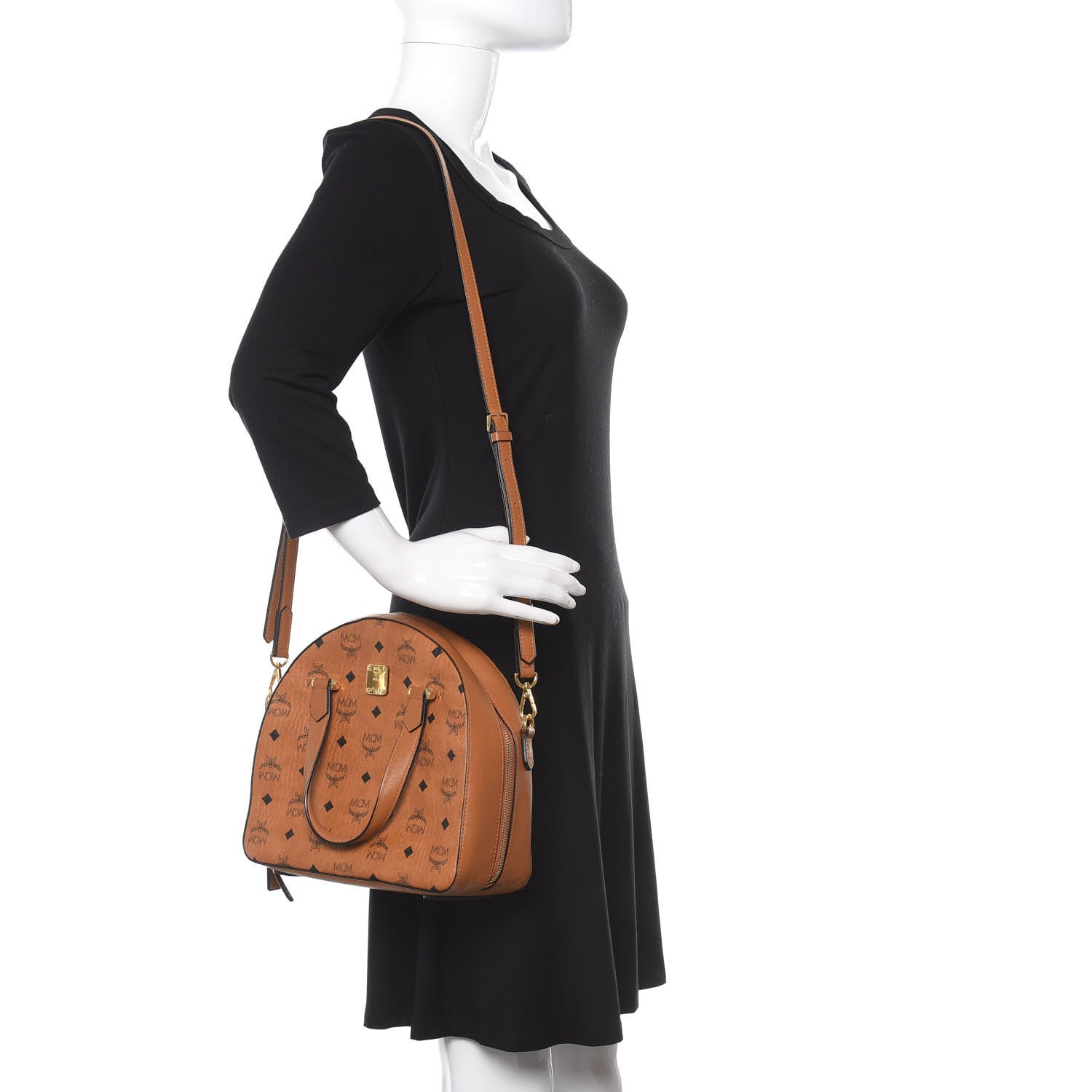 MCM Visetos Medium Half Moon Tote Cognac 2 of 8