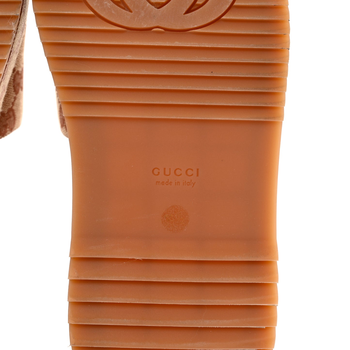 Canvas GG Monogram Angelina Platform Slide Sandals 39.5 Beige Ruggine