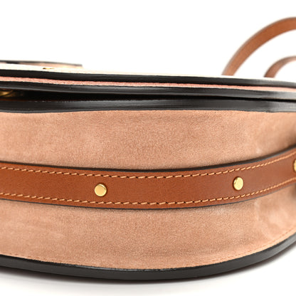 Chloe Calfskin Suede Floral Patchwork Small Nile Bracelet Bag Caramel 10 of 10