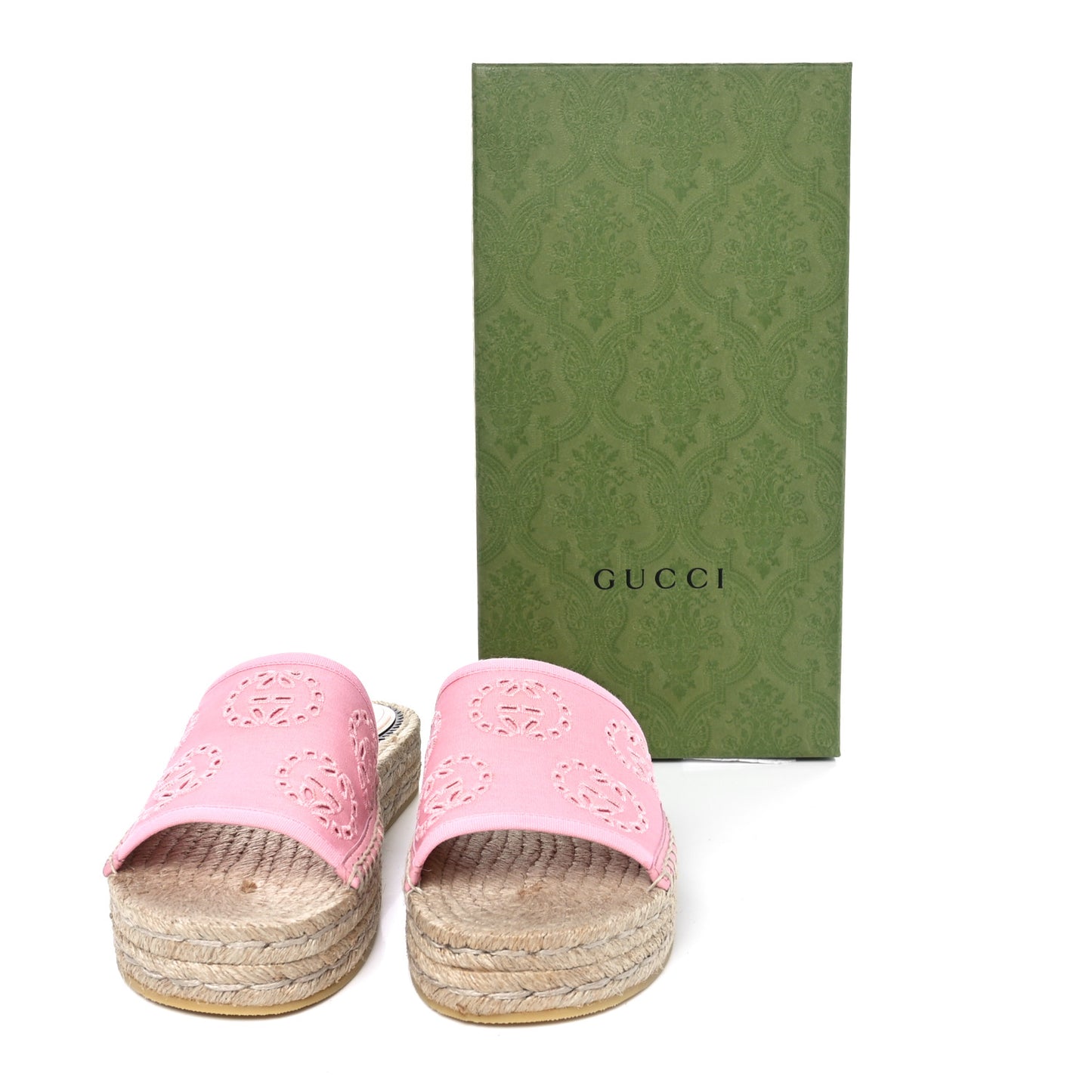 Canvas Interlocking G Damita Espadrille Sandals 38.5 Wild Rose