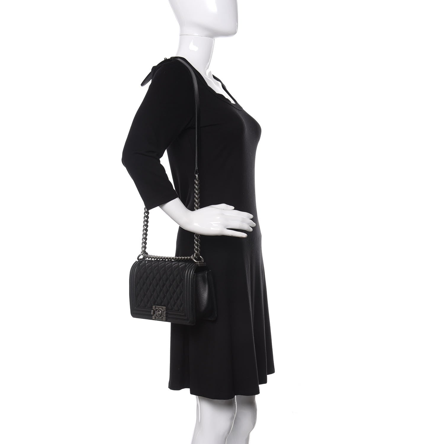 Chanel Calfskin Quilted Medium Boy Flap Black 2 of 14