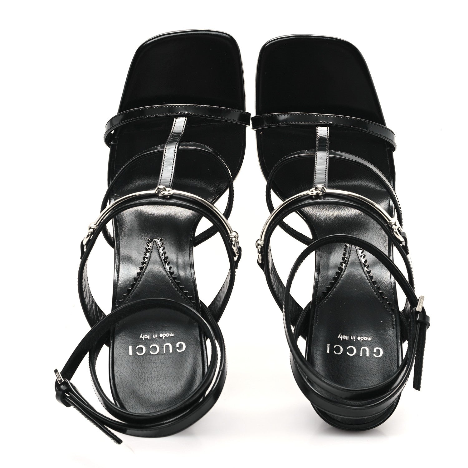 Gucci Nappa Regent Strappy Horsebit Sandals 38 Black 2 of 9