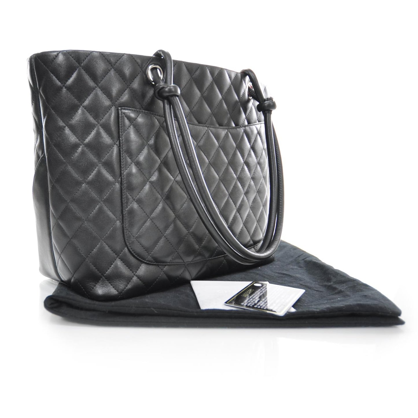Calfskin Quilted Large Cambon Tote Black