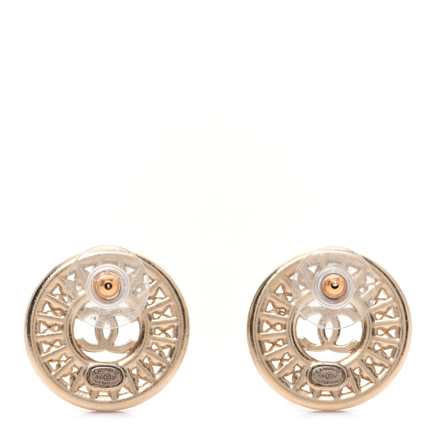 Chanel Pearl Crystal Baguette CC Round Earrings Gold 4 of 11
