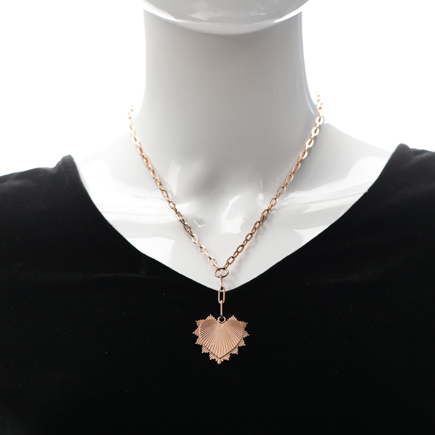 18K Rose Gold Oversized Love Token Extended Clip Extension Chain Necklace