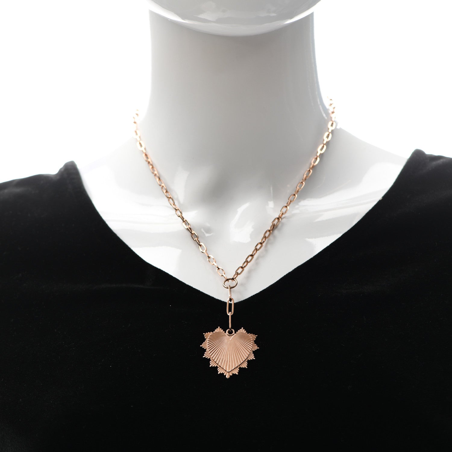 Foundrae 18K Rose Gold Oversized Love Token Extended Clip Extension Chain Necklace 2 of 5