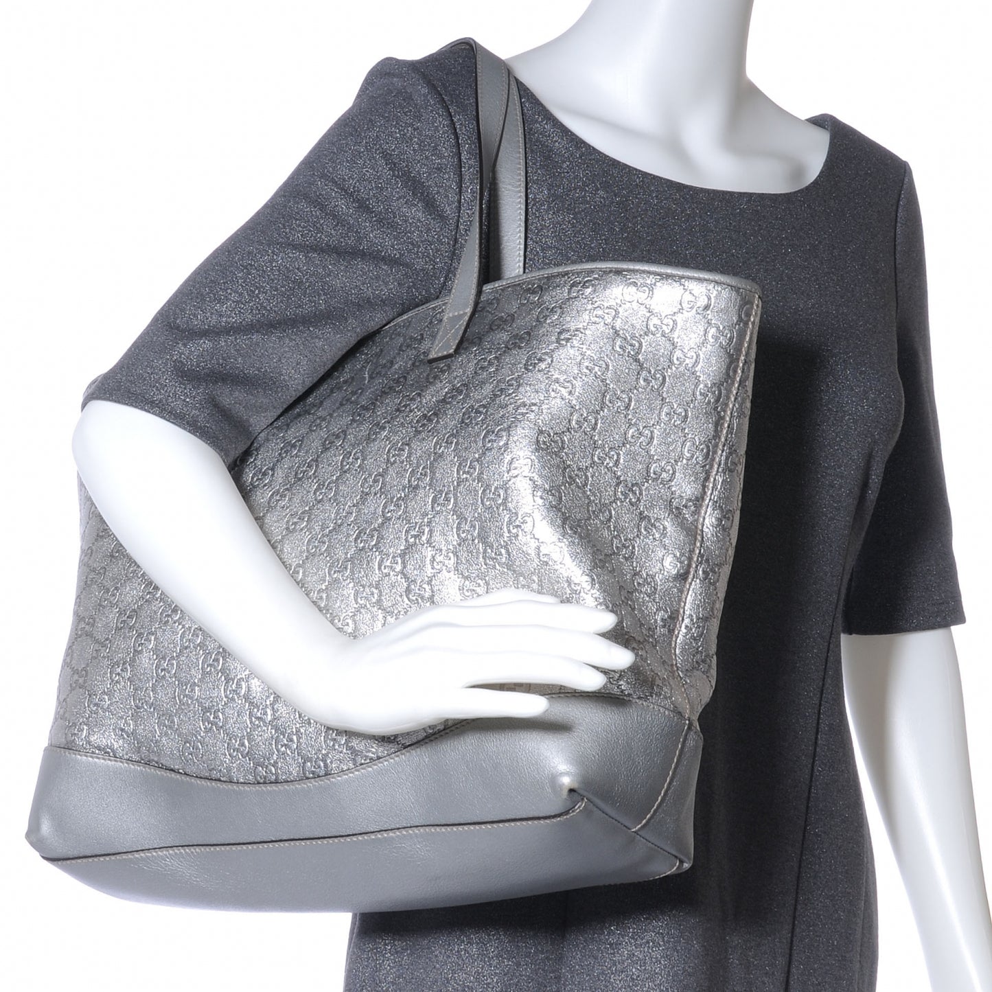 Guccissima Large Tote Silver