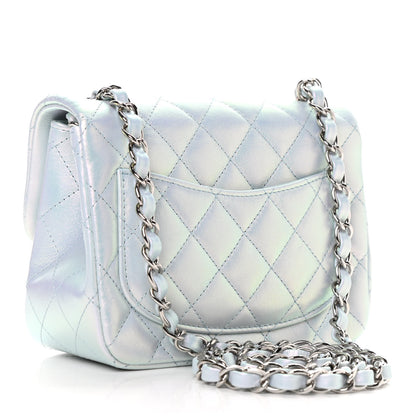 Chanel Iridescent Lambskin Quilted Mini Square Flap Light Blue 3 of 9