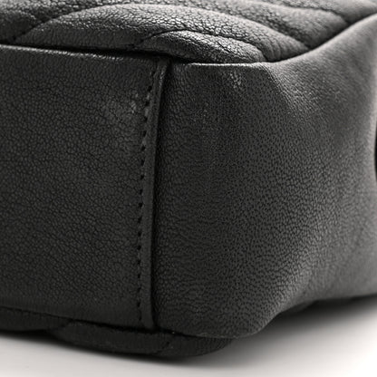 Saint Laurent Sheepskin Matelasse Chevron Monogram Medium College Bag Black 10 of 11