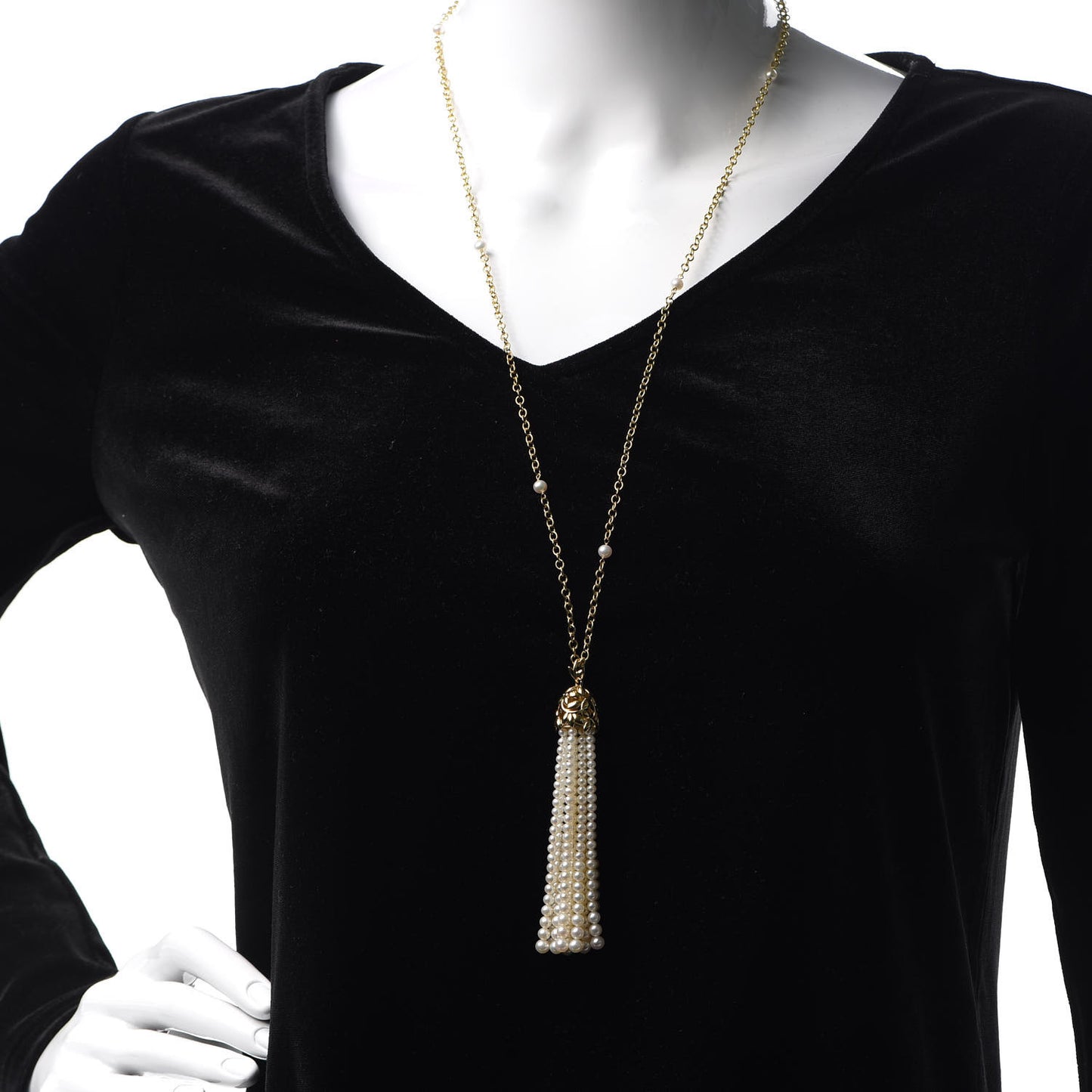 18K Yellow Gold Pearl Paloma Picasso Olive Leaf Tassel Necklace