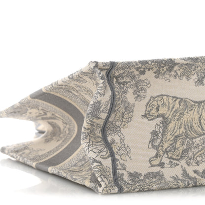Christian Dior Canvas Embroidered Medium Dioriviera Toile De Jouy Book Tote Gray 9 of 10