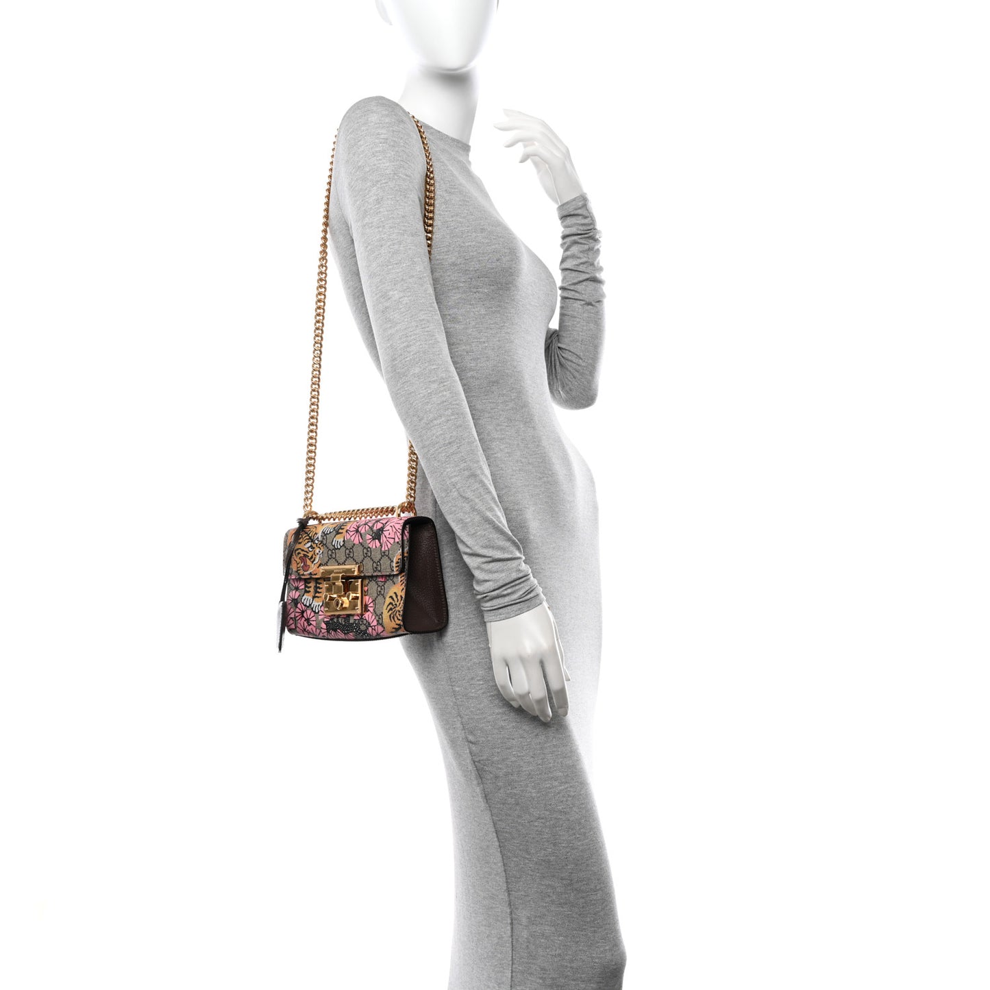 GG Supreme Monogram Bengal Small Padlock Shoulder Bag Beige Pink
