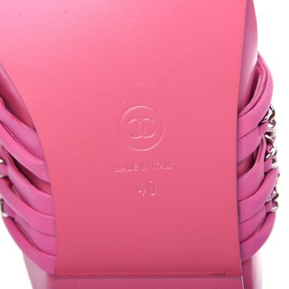 Chanel Calfskin Chain CC Thong Flat Sandals 40 Pink 9 of 11