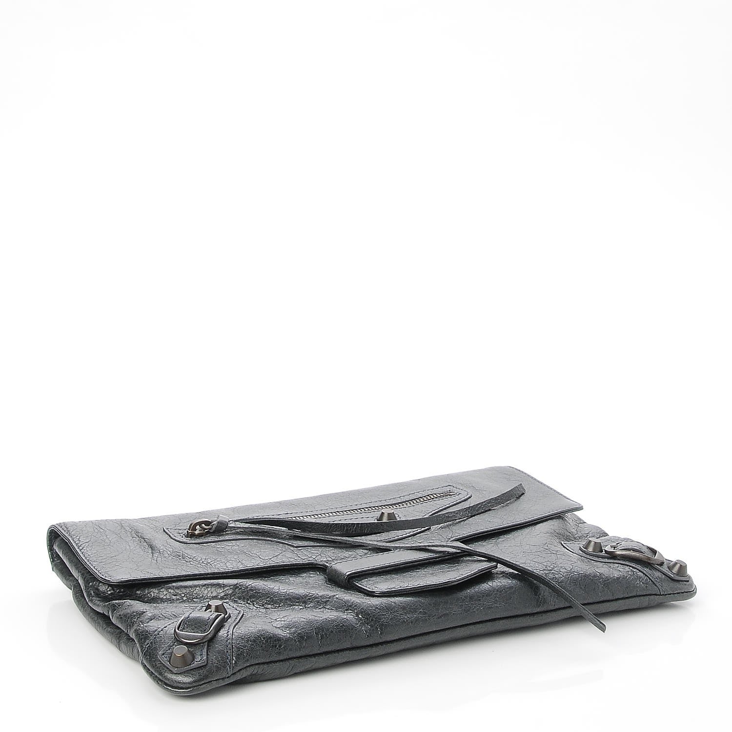 Balenciaga Agneau Classic Hardware Flap Clutch Anthracite 5 of 8