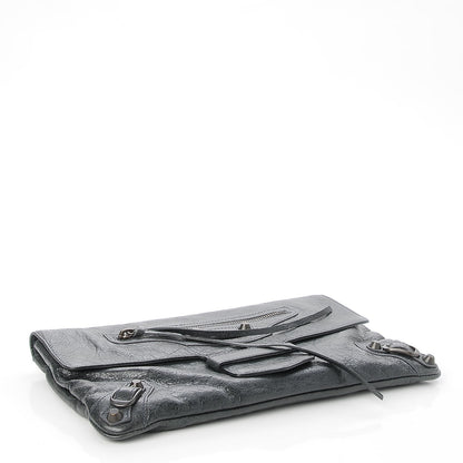 Balenciaga Agneau Classic Hardware Flap Clutch Anthracite 5 of 8
