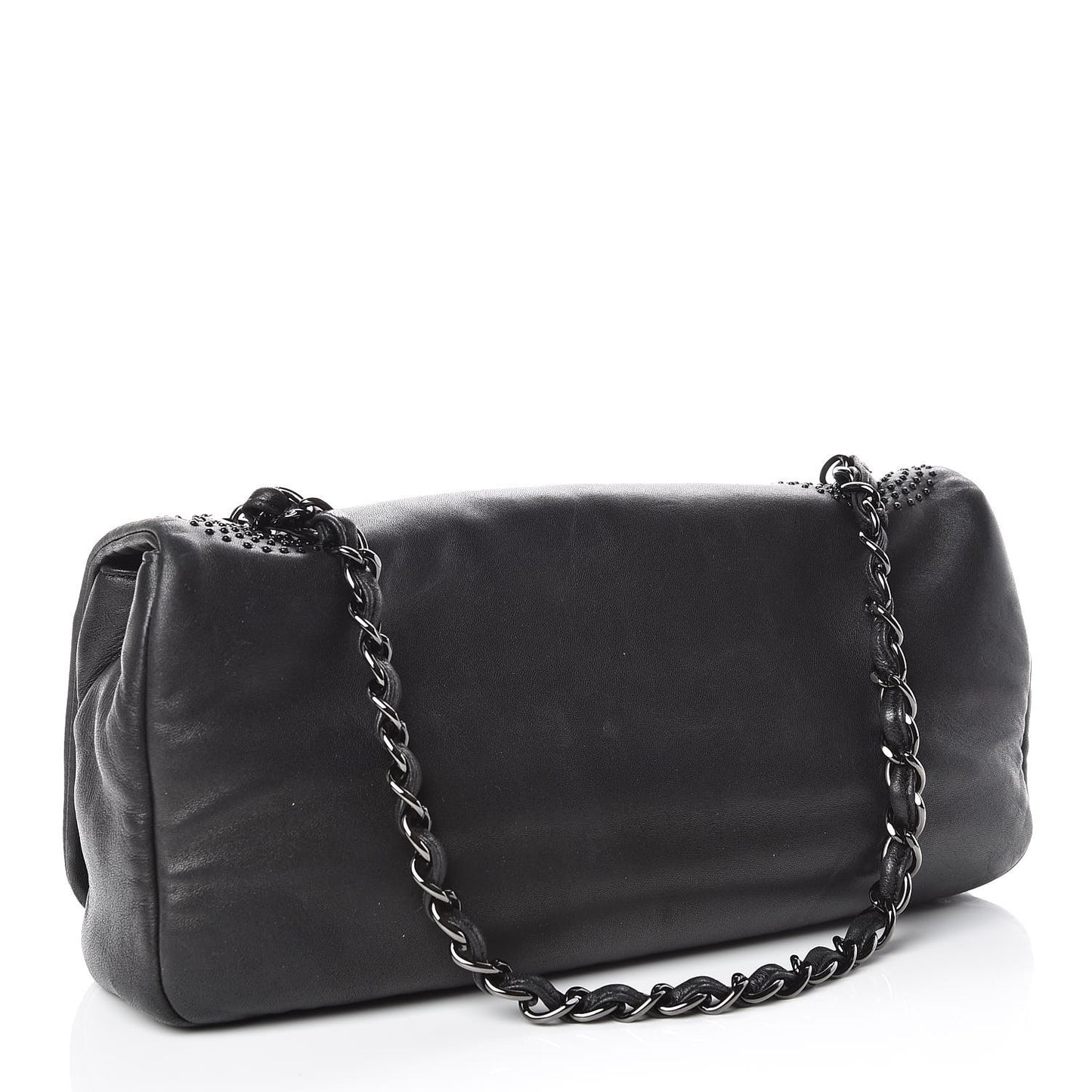 Lambskin Studded CC East West Flap Black