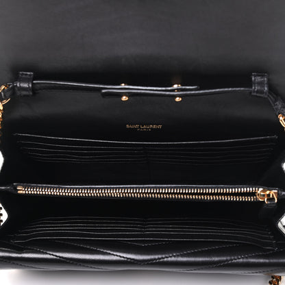Saint Laurent Lambskin Matelasse Chevron Monogram Sulpice Chain Wallet Black 3 of 3