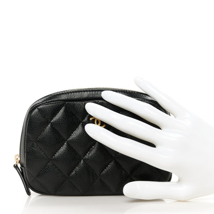 Chanel Caviar Quilted Small Curvy Pouch Cosmetic Case Black 2 of 9
